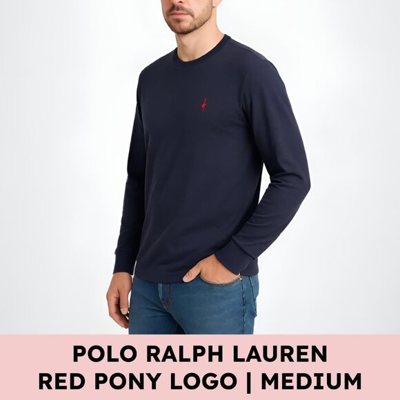 Polo Ralph Lauren Other - Polo Ralph Lauren Long Sleeve Cotton Classic Fit Tee Navy Red Pony Logo M
